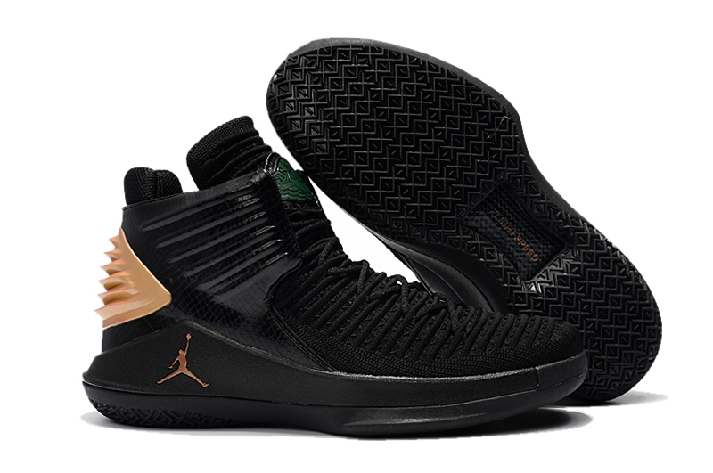 Men Jordan 32 High BHM Black Gold Shoes - Click Image to Close